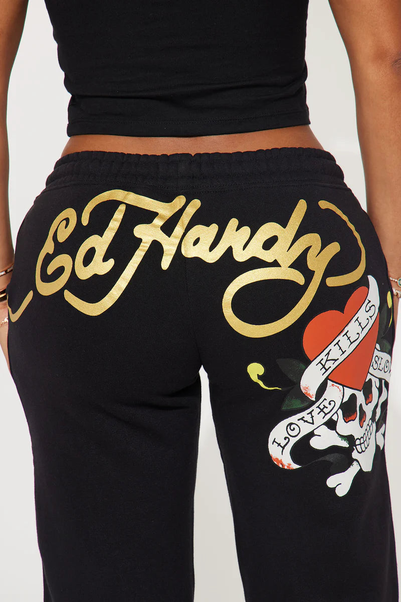 Love Kills Ed Hardy Pant – Black